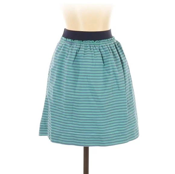 J. CREW Teal/Navy Stripe Skirt Sz 4 - Picture 7 of 8